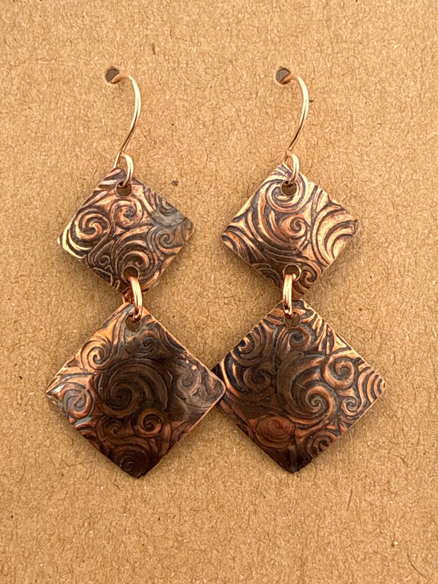 Stamped copper earrings