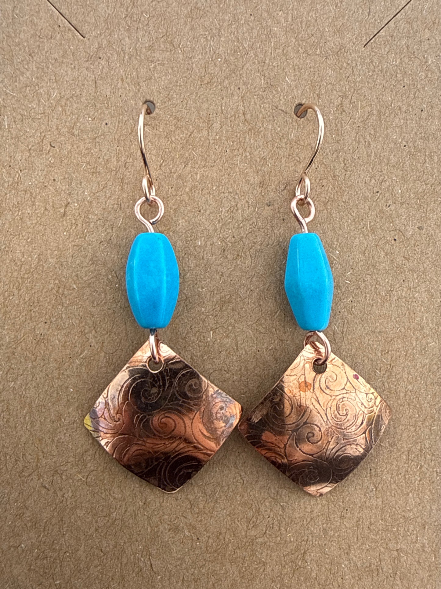 Copper and turquoise earrings