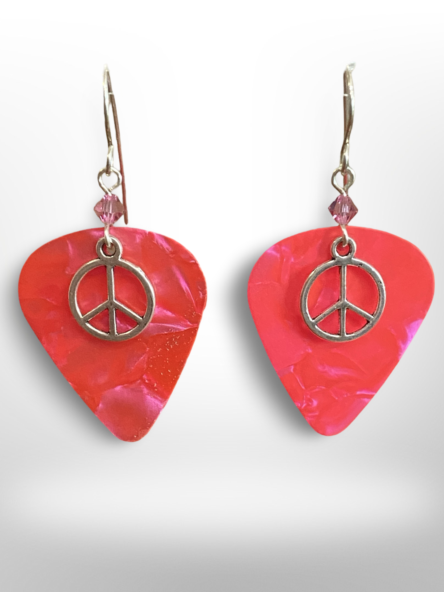 Pink Peace Pick Earrings