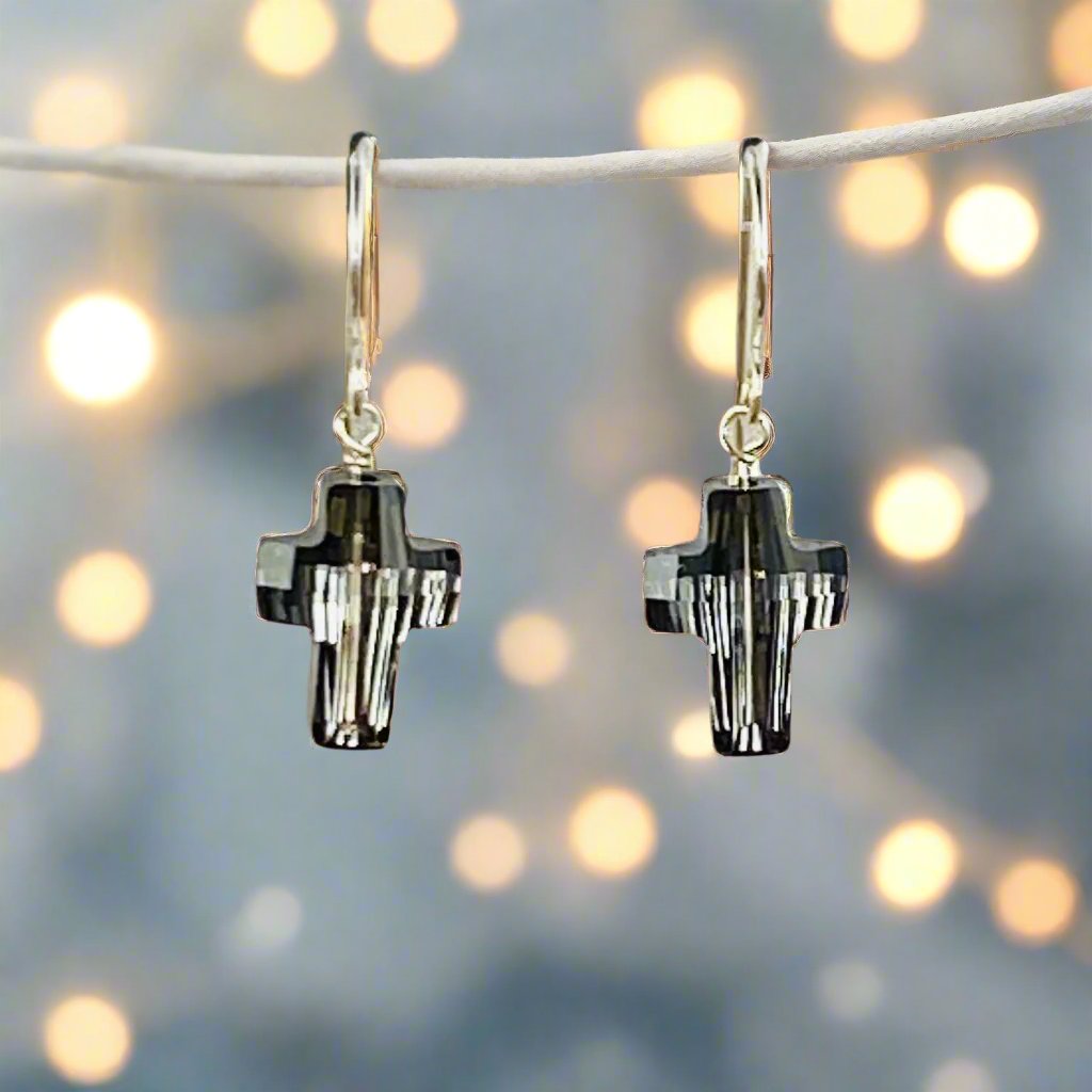 Crystal Cross Earrings