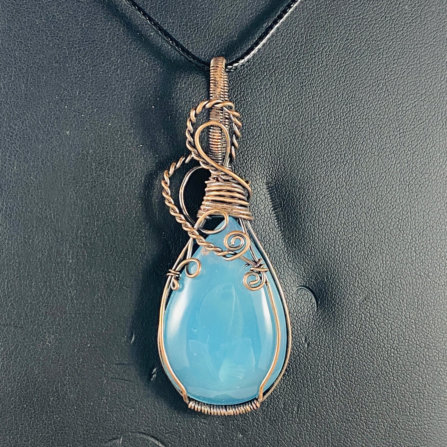 Copper Wire Wrapped Chalcedony Pendant