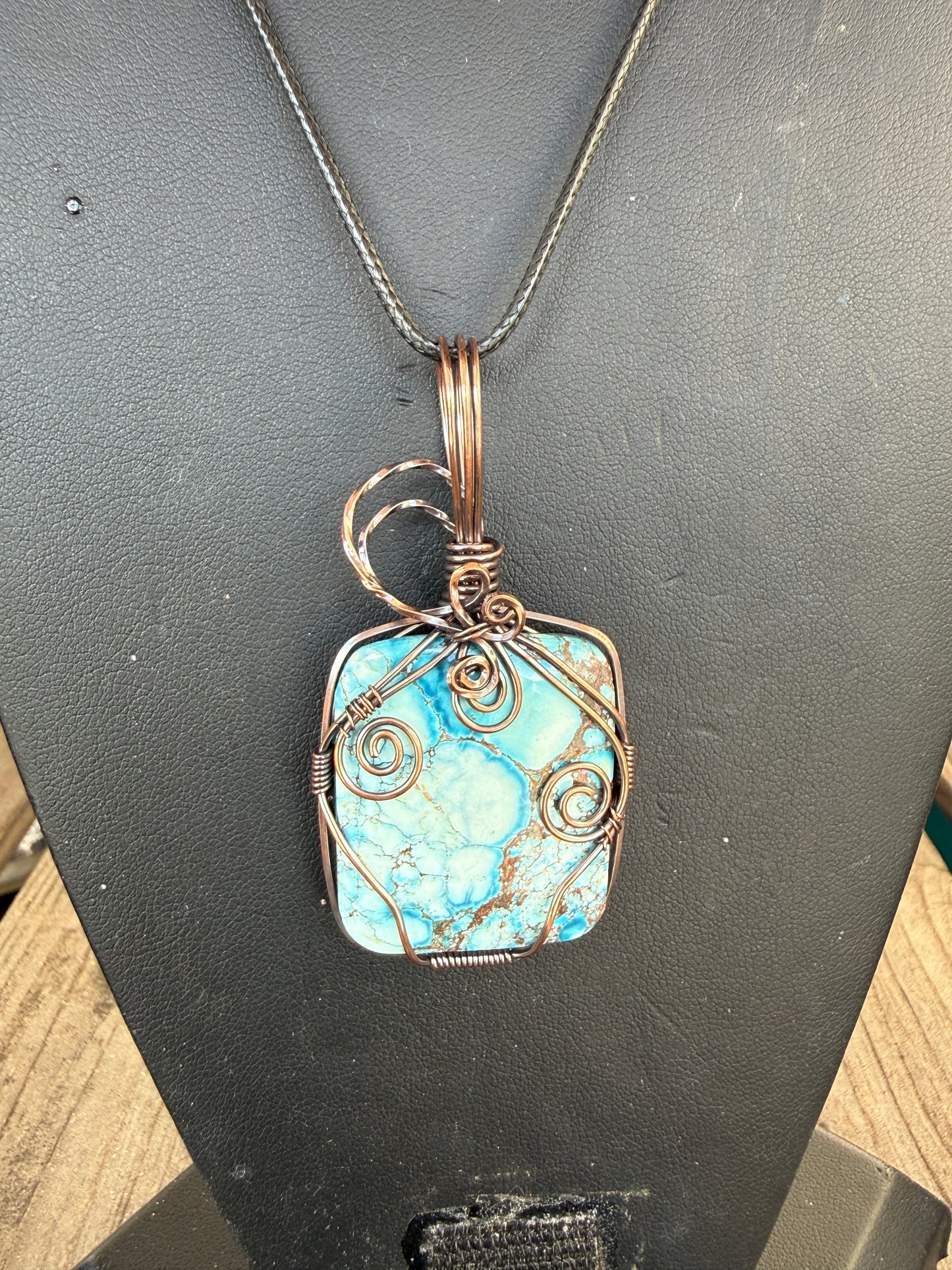 Aqua Terra Jasper Wire Wrapped Pendant