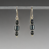 Hematite Barrel Earrings Long