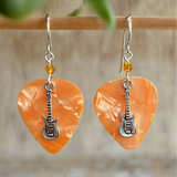 Orange Guitar Pick Earrings
