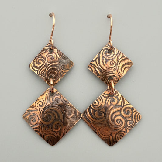 Stamped Copper Earrings