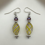 Yellow lamp worked glass earrings
