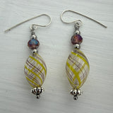 Yellow lamp worked glass earrings