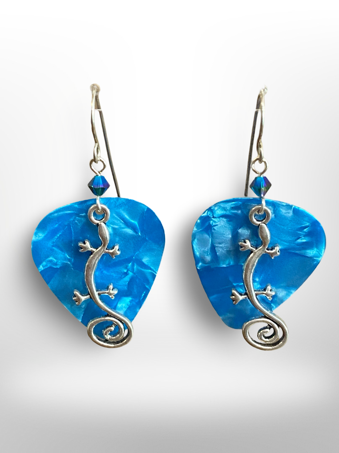 Blue Gecko Pick Earrings