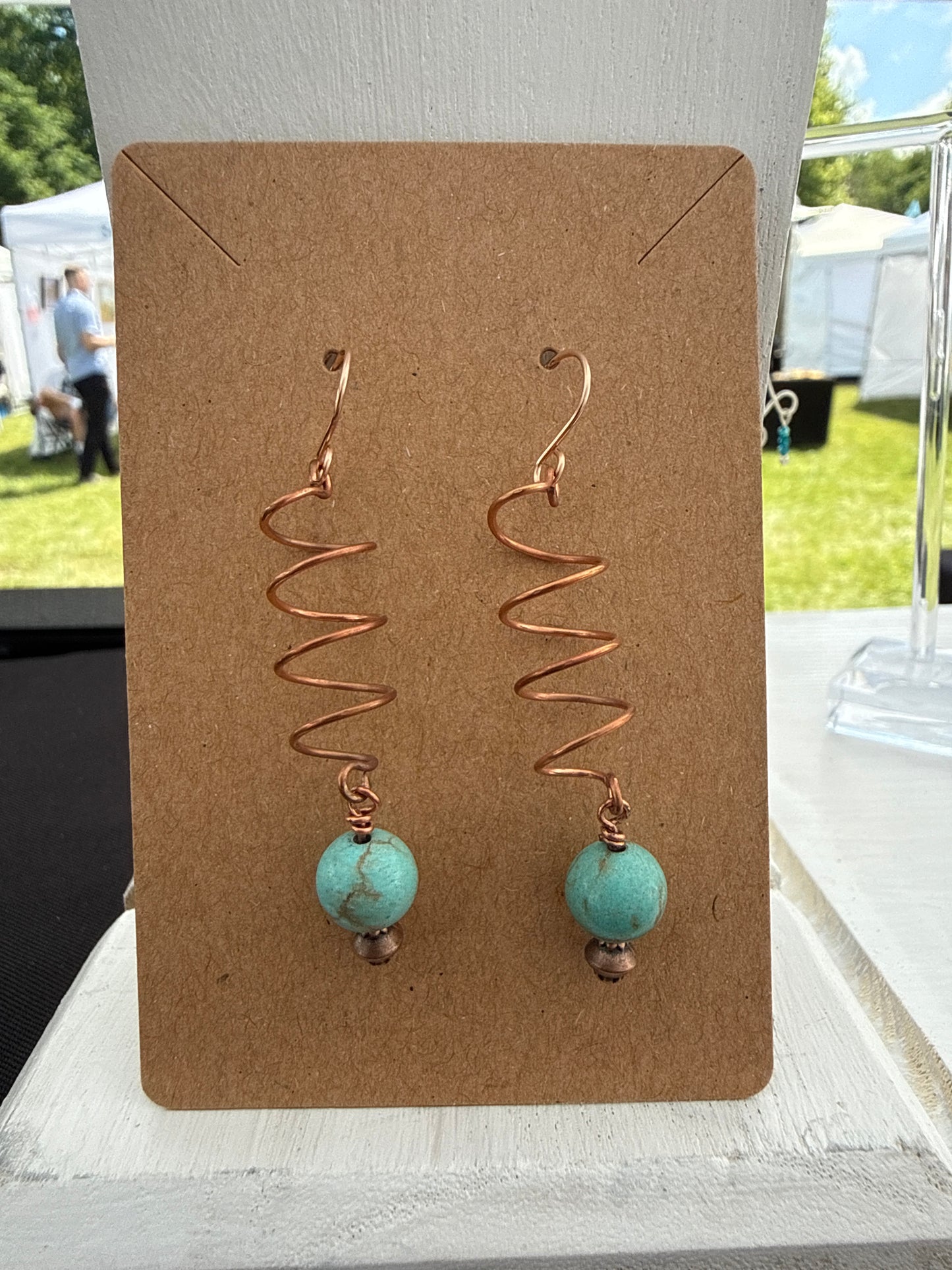 Turquoise and copper spiral
