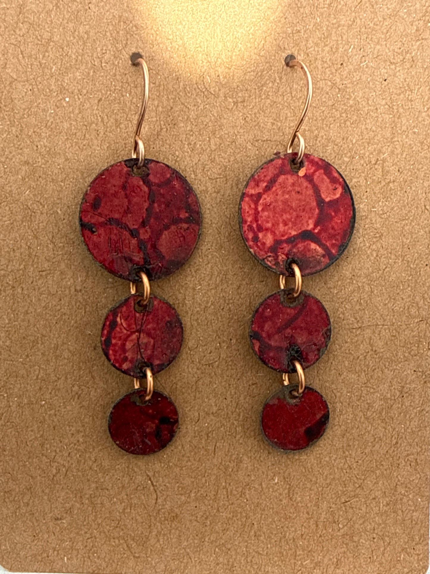 Red wine copper earrings