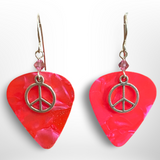 Pink Peace Pick Earrings