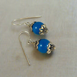 Short Blue Pearl Earrings
