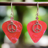 Pink Peace Pick Earrings
