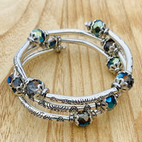 Crystal and pewter bracelet