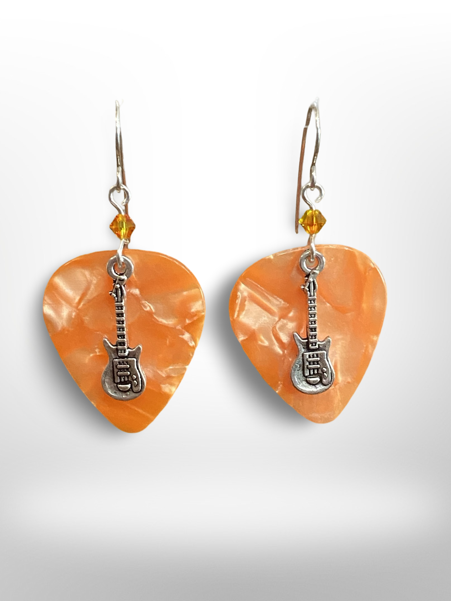 Orange Guitar Pick Earrings