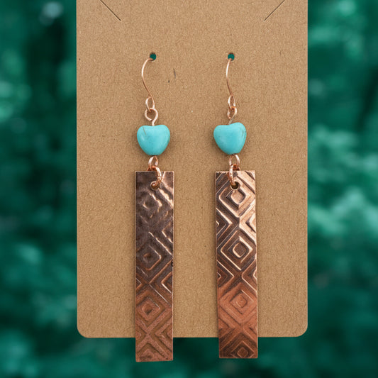 Copper Long Geometry Earrings