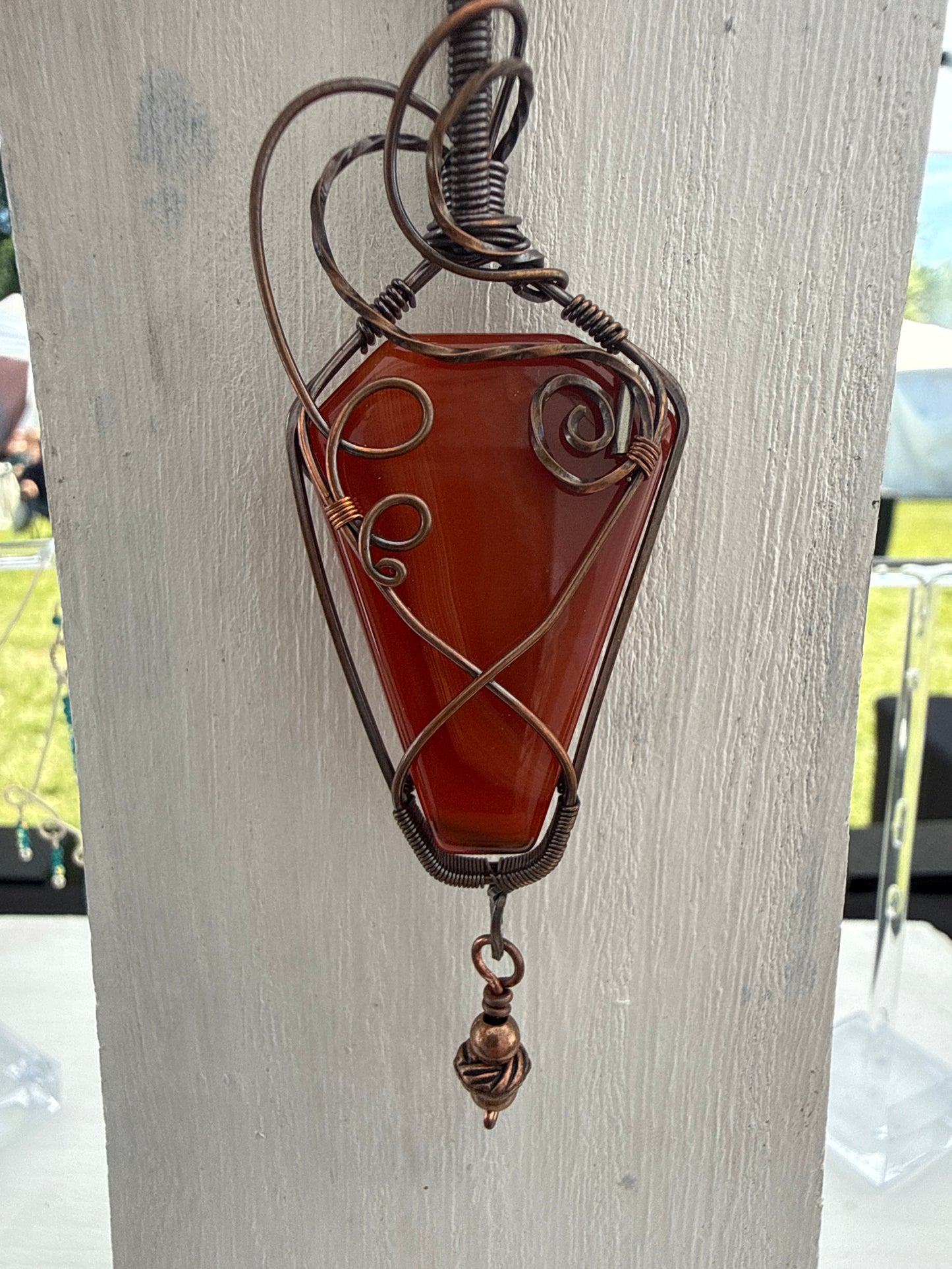 Red Onyx Wire Wrapped Pendant