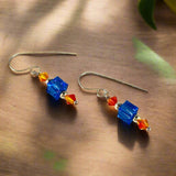 Orange and Blue Crystal Earrings