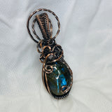 Antique Copper Wire Wrapped Labradorite Pendant