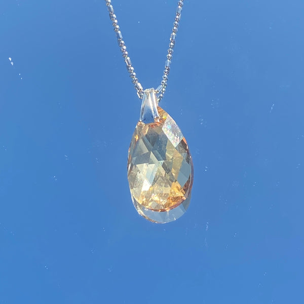 Golden crystal pear necklace