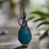 Copper Wire Wrapped Chalcedony Pendant