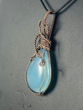 Copper Wire Wrapped Chalcedony Pendant