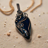 Antique Copper Lapis Wire Wrapped Pendant