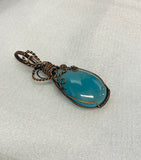 Copper Wire Wrapped Chalcedony Pendant