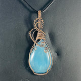 Copper Wire Wrapped Chalcedony Pendant