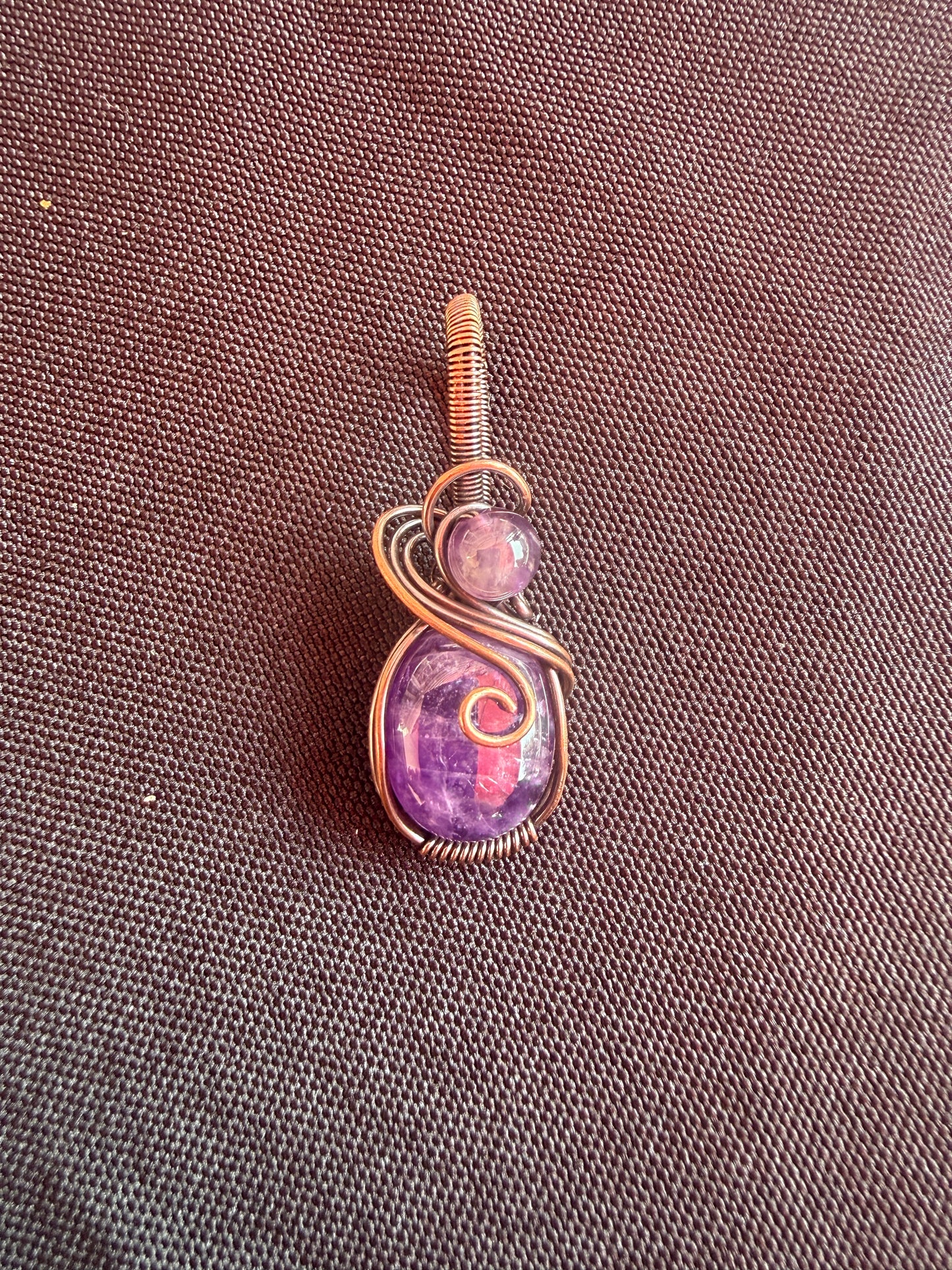 Amethyst Copper Wire Wrapped Pendant