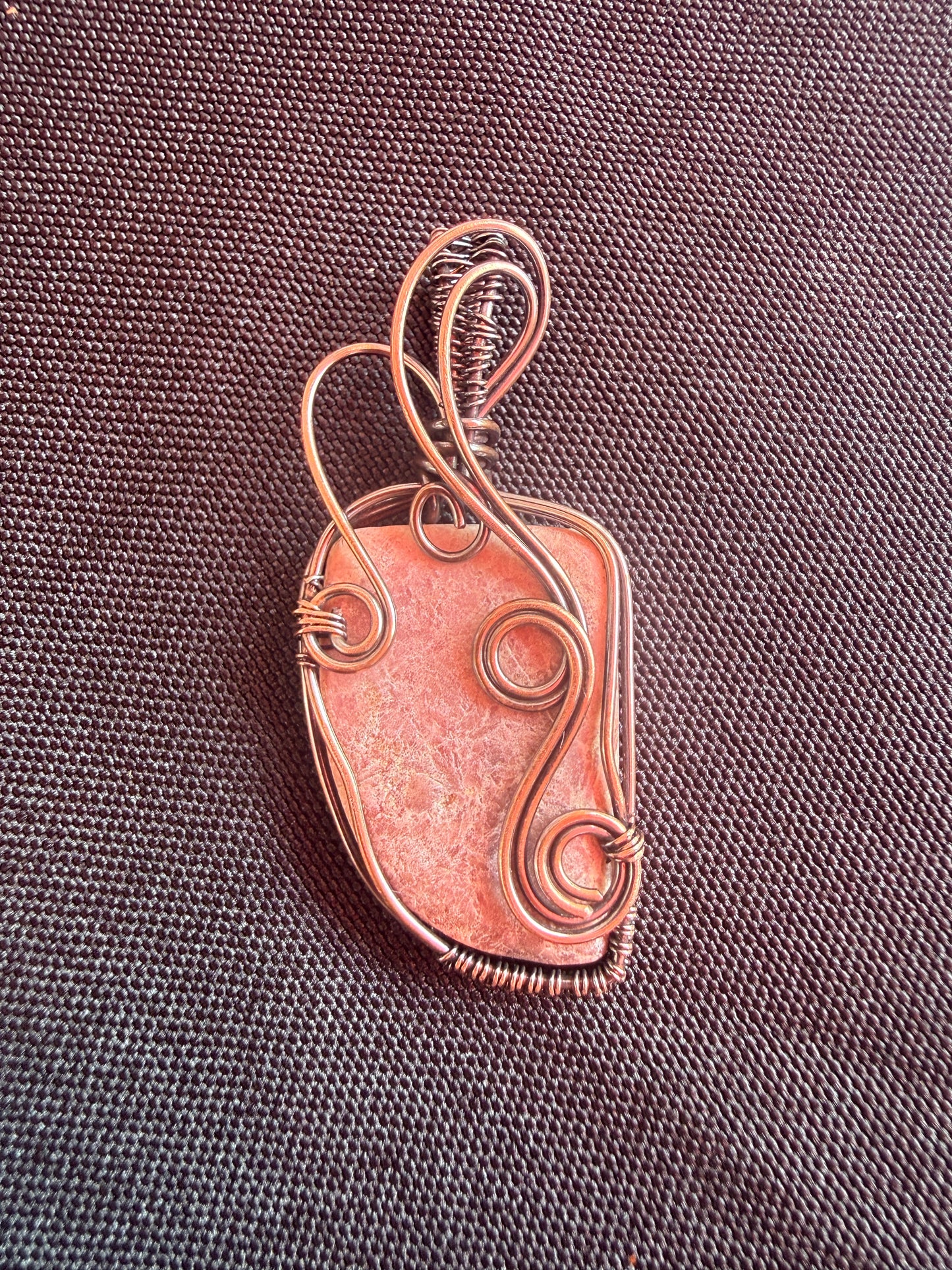 Rhodonite Copper Wire Wrapped Pendant