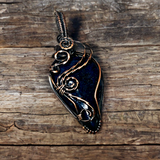 Antique Copper Lapis Wire Wrapped Pendant