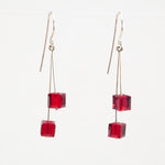 Red Cube Crystal Earrings - Giulian Lyn