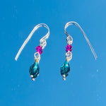 Emerald and fuchsia earrings