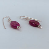 Pink crazy lace agate large stone earrings