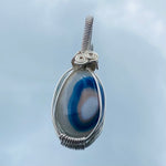 White and Blue Agate Pendant