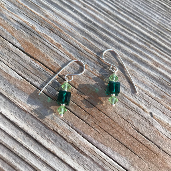 Emerald and Peridot crystal earrings - Giulian Lyn
